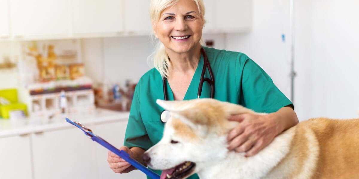Veterinarian with dog patient — Aspen Class IV laser therapy for small animal pain management and rehabilitation